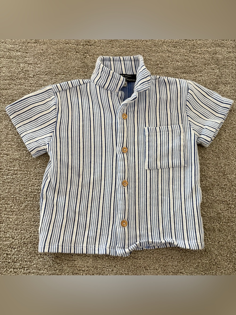 Ben Sherman Striped Button-Front Shirt- Blue & White